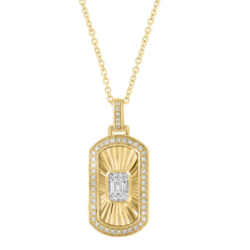 Diamond Dog Tag Pendant in 14k Yellow Gold image number null